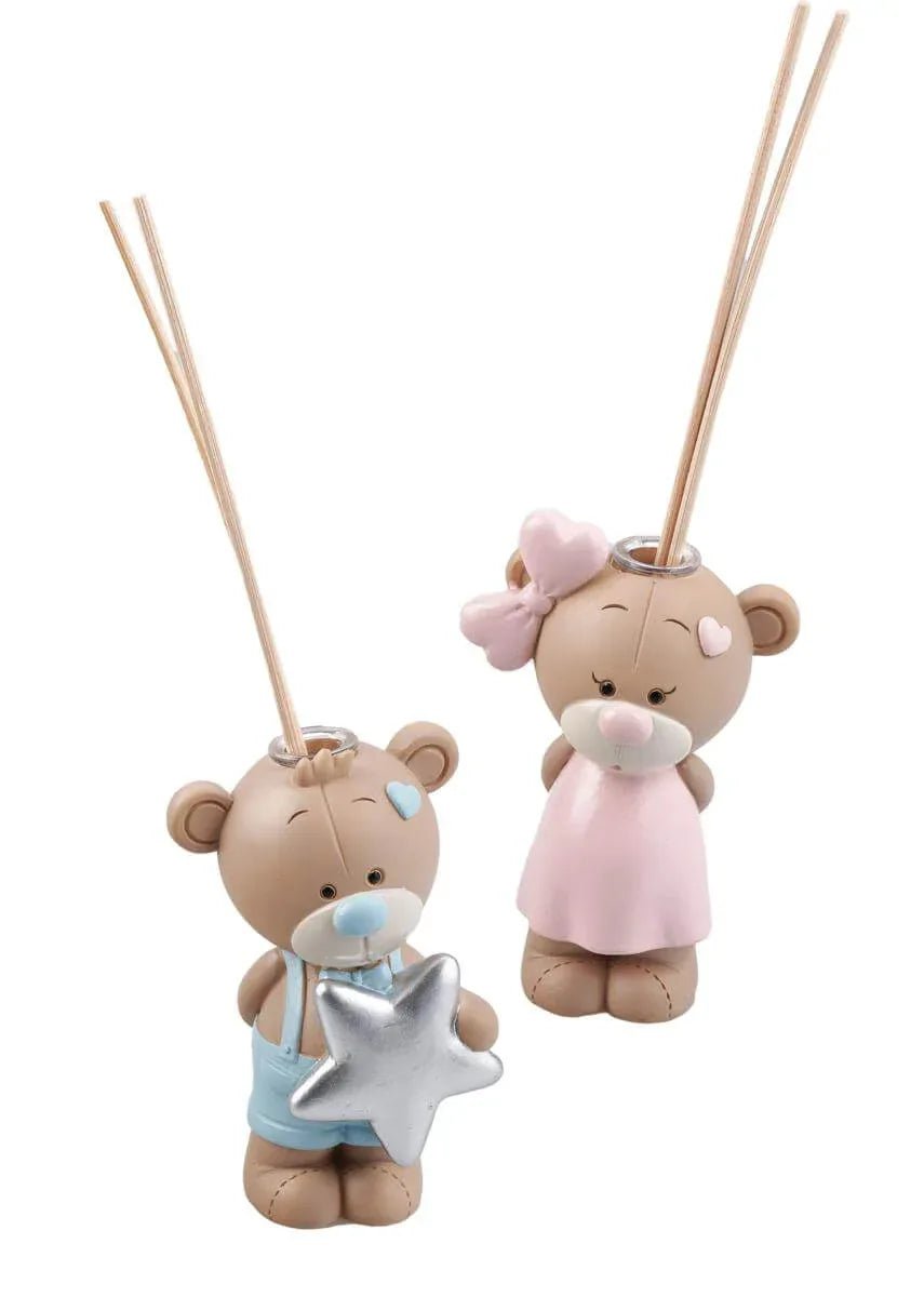 4 Pezzi Bomboniera Nascita Bimba Profumatore Orsetto Special Gifts RB1075S/G - The King Luxury