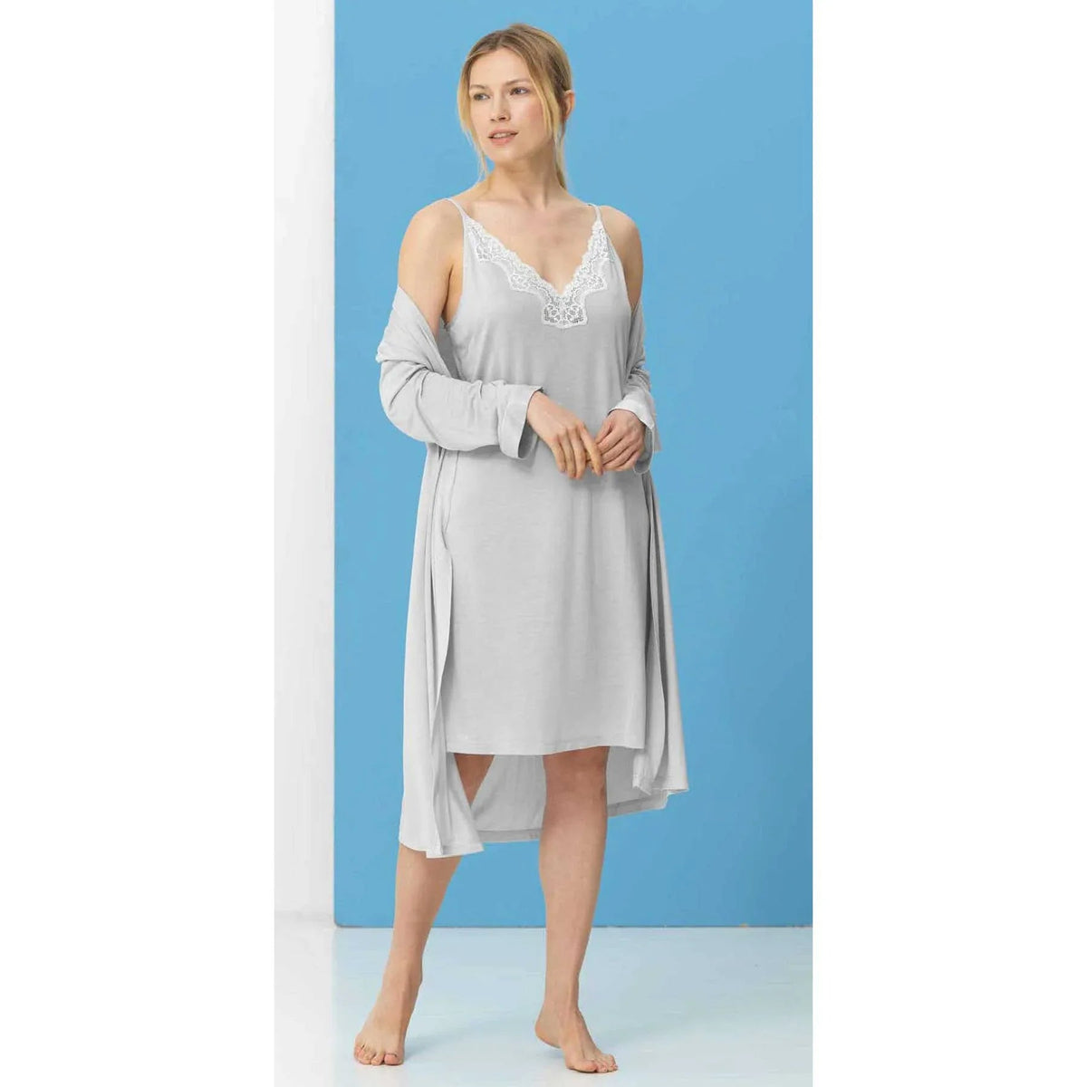 Camicia Notte Bisbigli con Pizzo – Spalla Stretta Elegante - The King Luxury