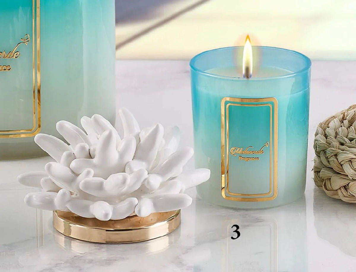 Candela Melaverde Anemone Bianco – Bomboniera Porcellana 200g - The King Luxury