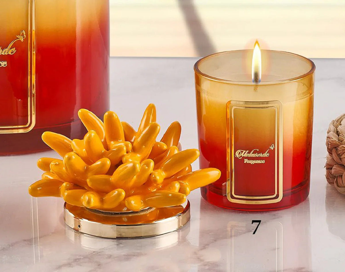 Candela Melaverde Arancione – Bomboniera Porcellana 200g - The King Luxury