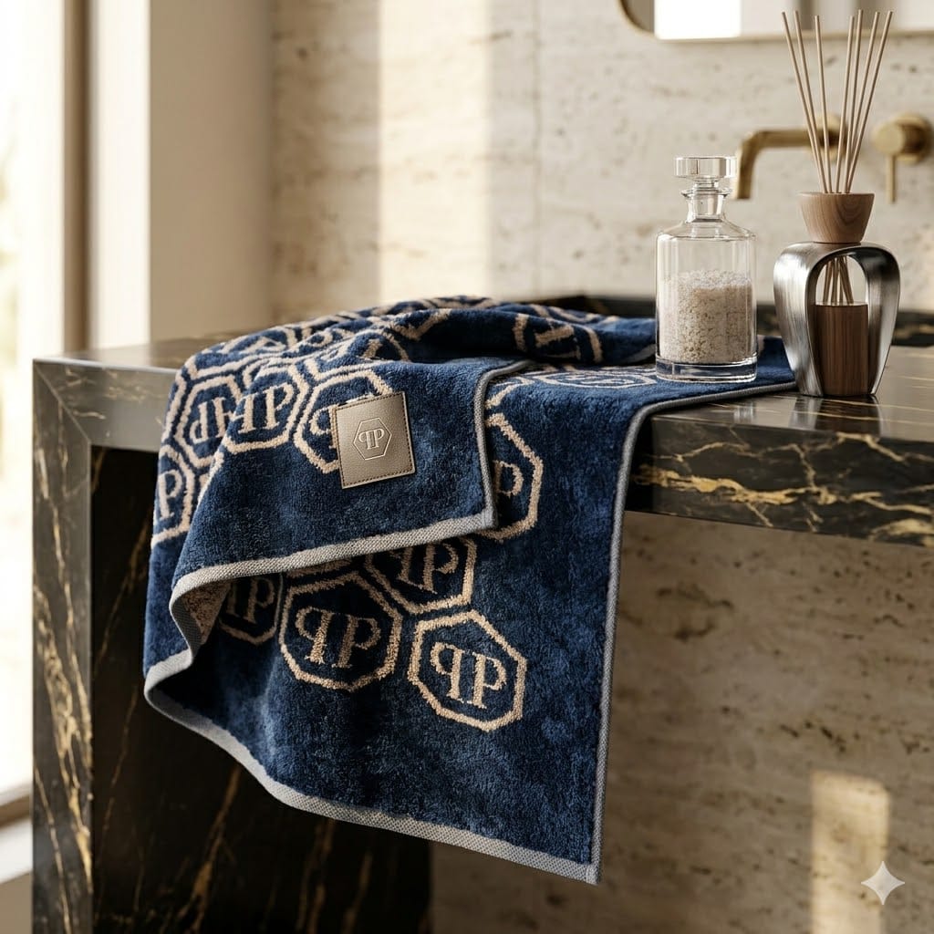 Coppia asciugamani Philipp Plein Pattern Spugna di Cotone - The King Luxury