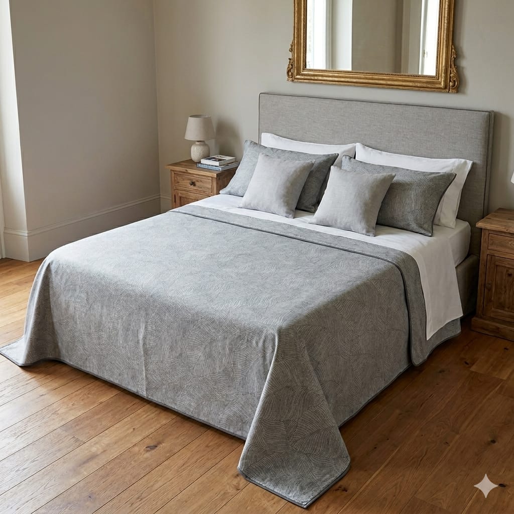 Copriletto Matrimoniale Alexander Tuscany Home Foglie – Jacquard 260x260 cm - The King Luxury