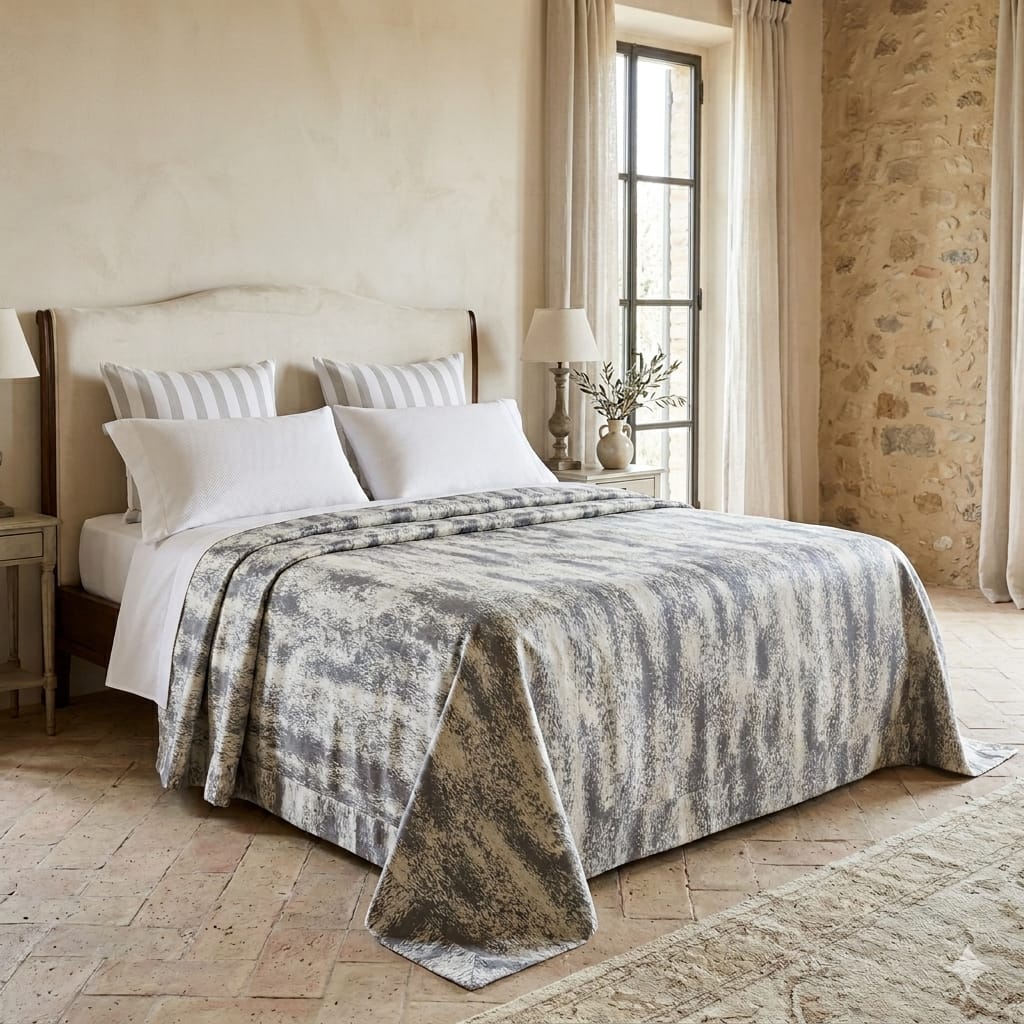 Copriletto Matrimoniale Alexander Tuscany Home Moiré – Jacquard 260x260 cm - The King Luxury