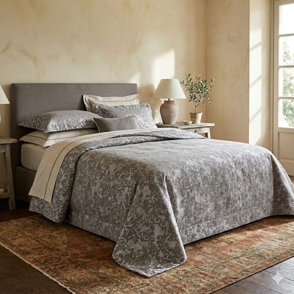 Copriletto Matrimoniale Alexander Tuscany Home Riccioli – Jacquard 260x260 cm - The King Luxury