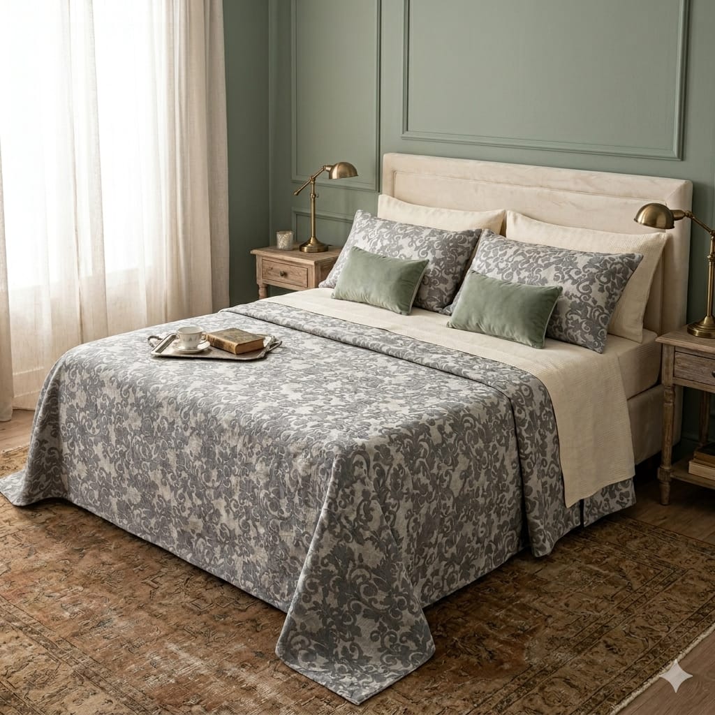 Copriletto Matrimoniale Alexander Tuscany Home Riccioli – Jacquard 260x260 cm - The King Luxury