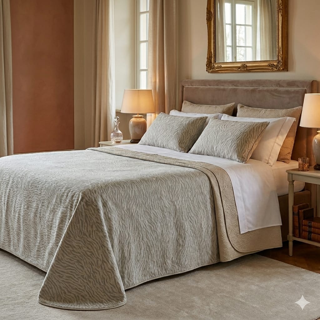 Copriletto Matrimoniale Alexander Tuscany Home Safari – Jacquard 260x260 cm - The King Luxury