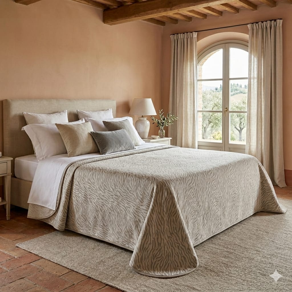 Copriletto Matrimoniale Alexander Tuscany Home Safari – Jacquard 260x260 cm - The King Luxury