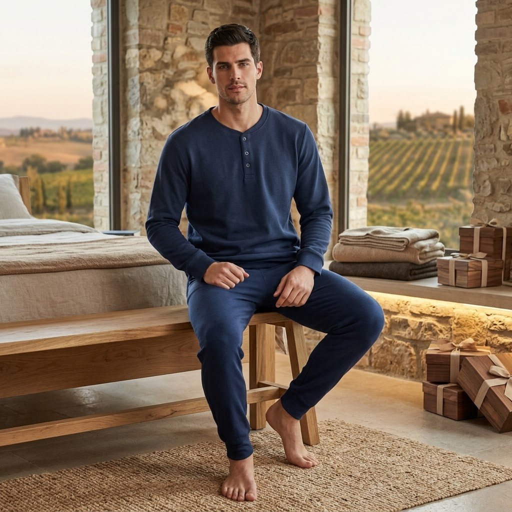 Pigiama Autunno/Inverno Uomo Karel CS0005PLU in 100% Cotone - The King Luxury