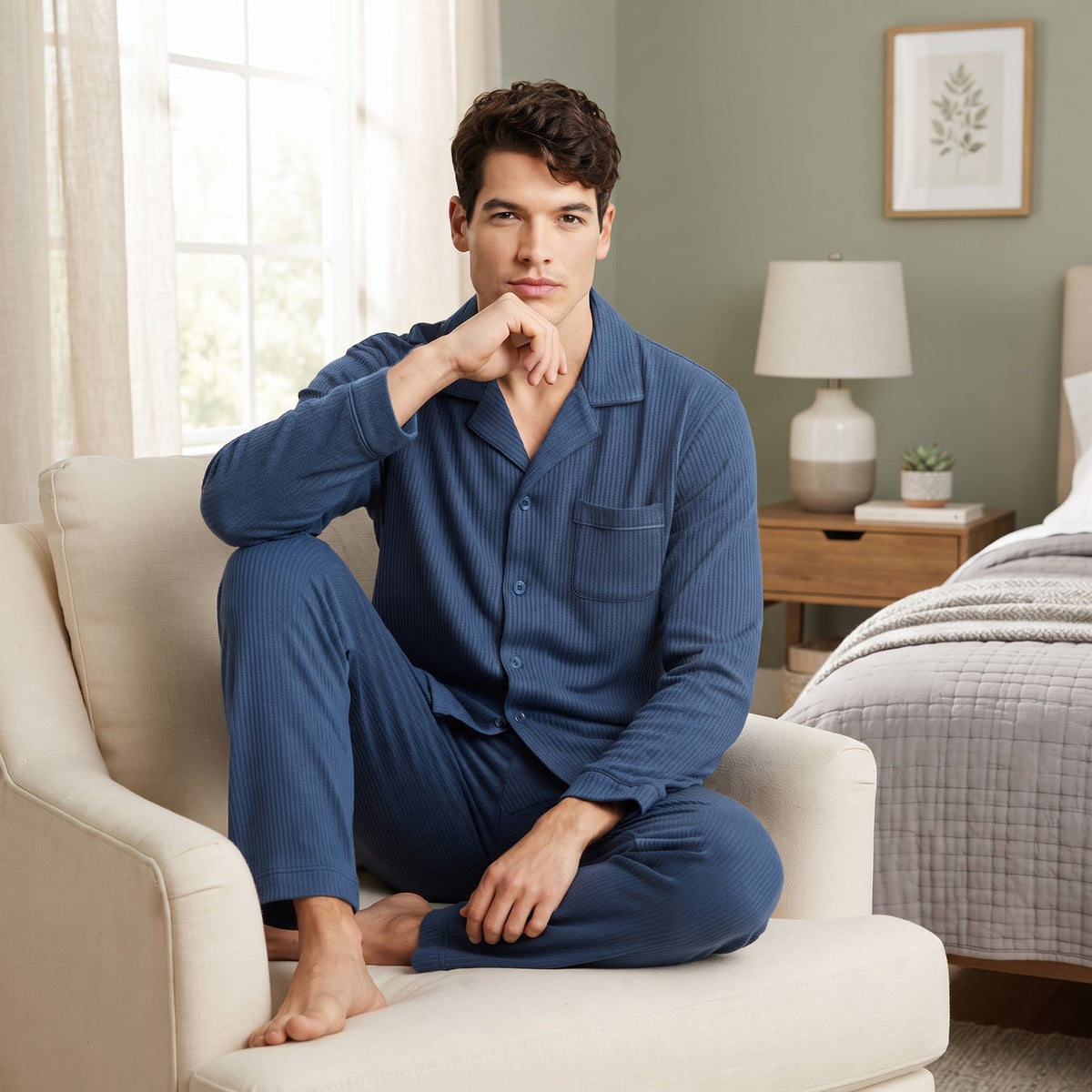 Pigiama Autunno/Inverno Uomo Karel PK1445PLUA 50 100% CO - The King Luxury