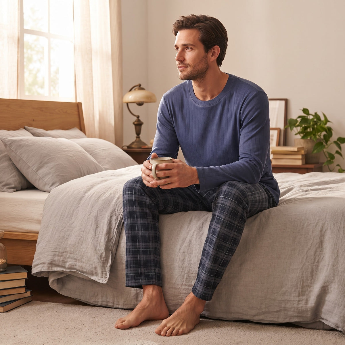 Pigiama Autunno/Inverno Uomo Karel PK1446PLU 54 100% CO - The King Luxury