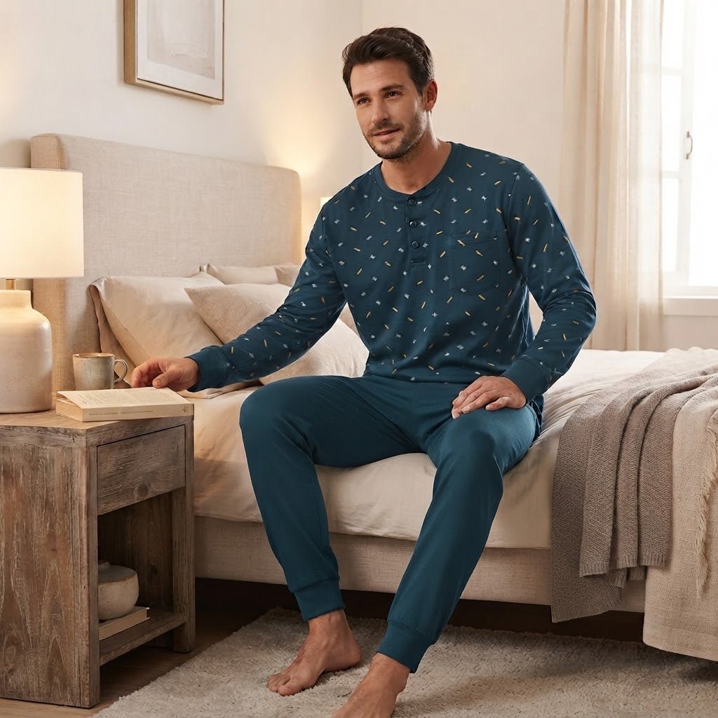 Pigiama Autunno/Inverno Uomo Karel SK1224PLU 50 100% CO - The King Luxury