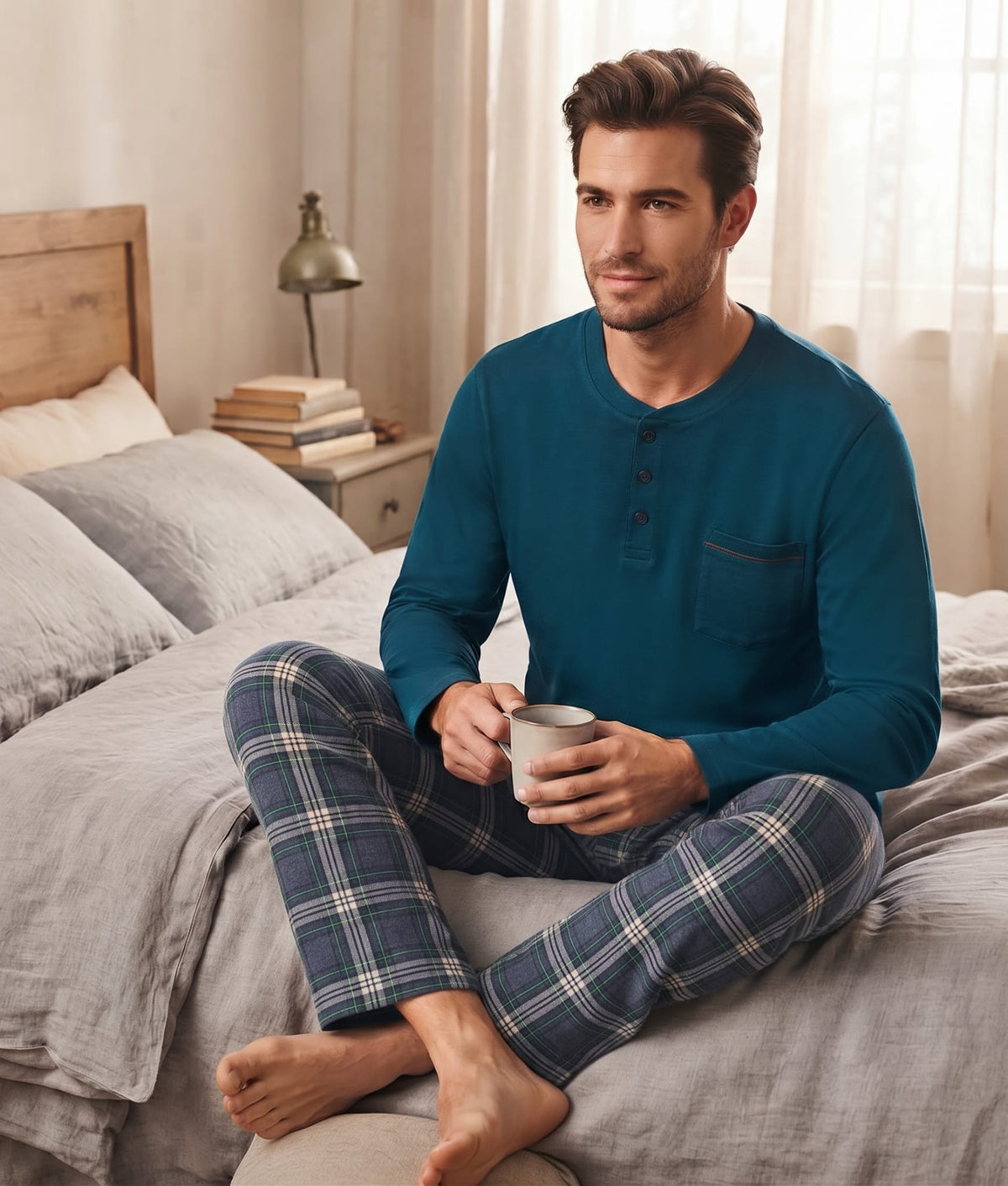 Pigiama Autunno/Inverno Uomo Karel SK1237PLU 46 100% CO - The King Luxury
