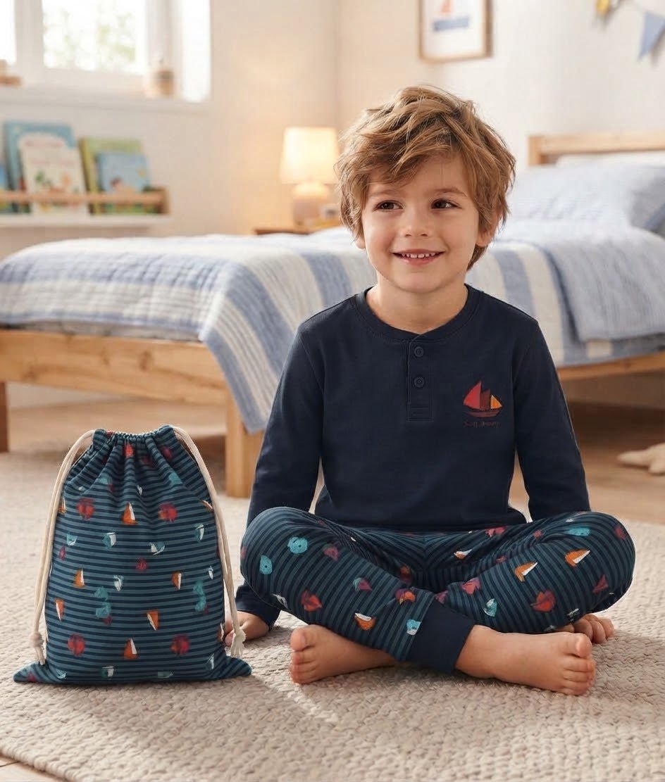 Pigiama Bimbo Milk and Honey Linea Sailing 3 Pezzi - The King Luxury