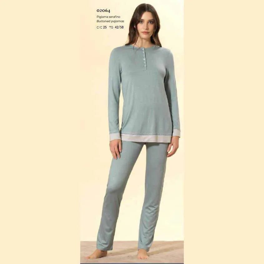 Pigiama Donna Autunno/Inverno Bisbigli BQ202064 – Serafino in Viscosa con Pantalone Fantasia - The King Luxury