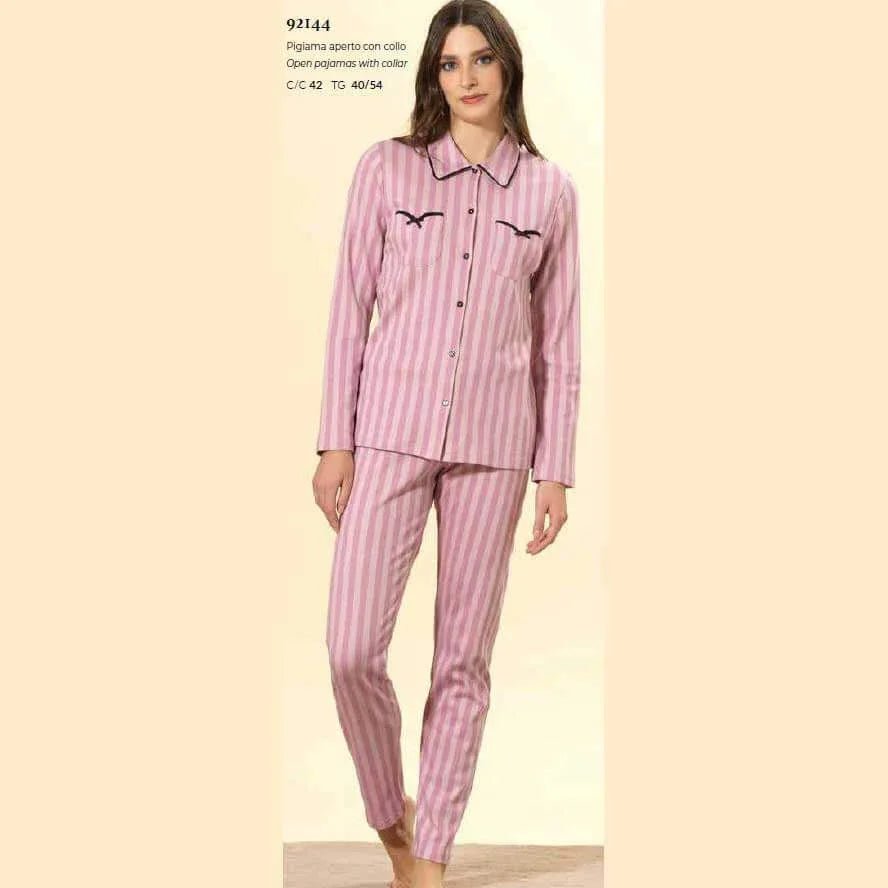 Pigiama Donna Autunno/Inverno Bisbigli BQ292144 – Interlock Stampato Aperto con Collo - The King Luxury