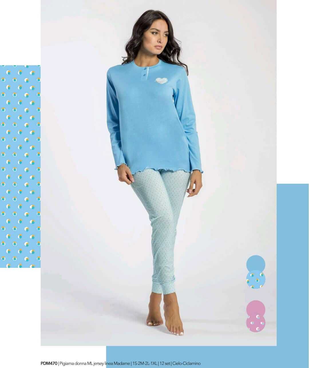 Pigiama Donna Primavera/Estate Milk and Honey – Jersey Linea Madame Manica Lunga - The King Luxury