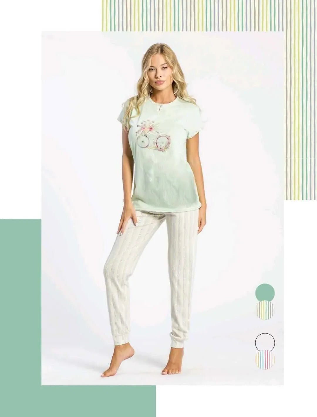 Pigiama Donna Primavera/Estate Milk and Honey – Jersey Multicolor - The King Luxury