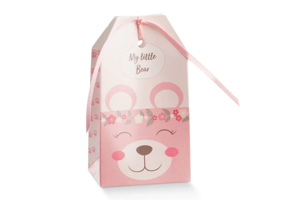 Scatolina Nascita Bimba Busta Florentina Orsetta Pon Pon Rosa - The King Luxury