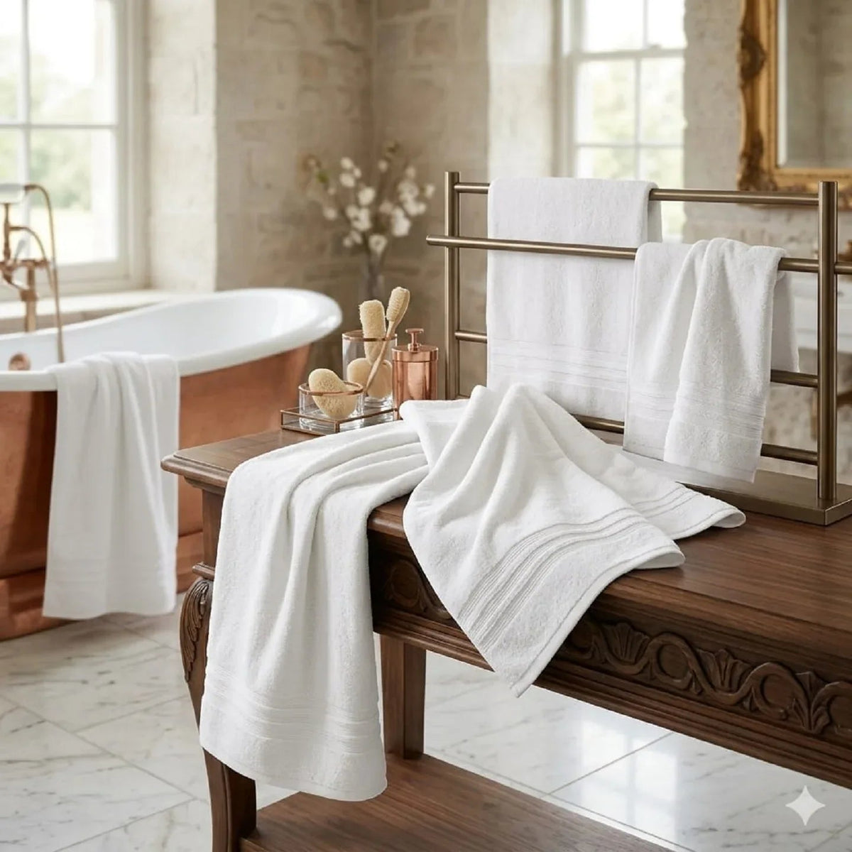 Set 6 Pezzi Asciugamani Viso Maè Via Roma 60 Hotelleria SS04050101 – Spugna di Cotone - The King Luxury