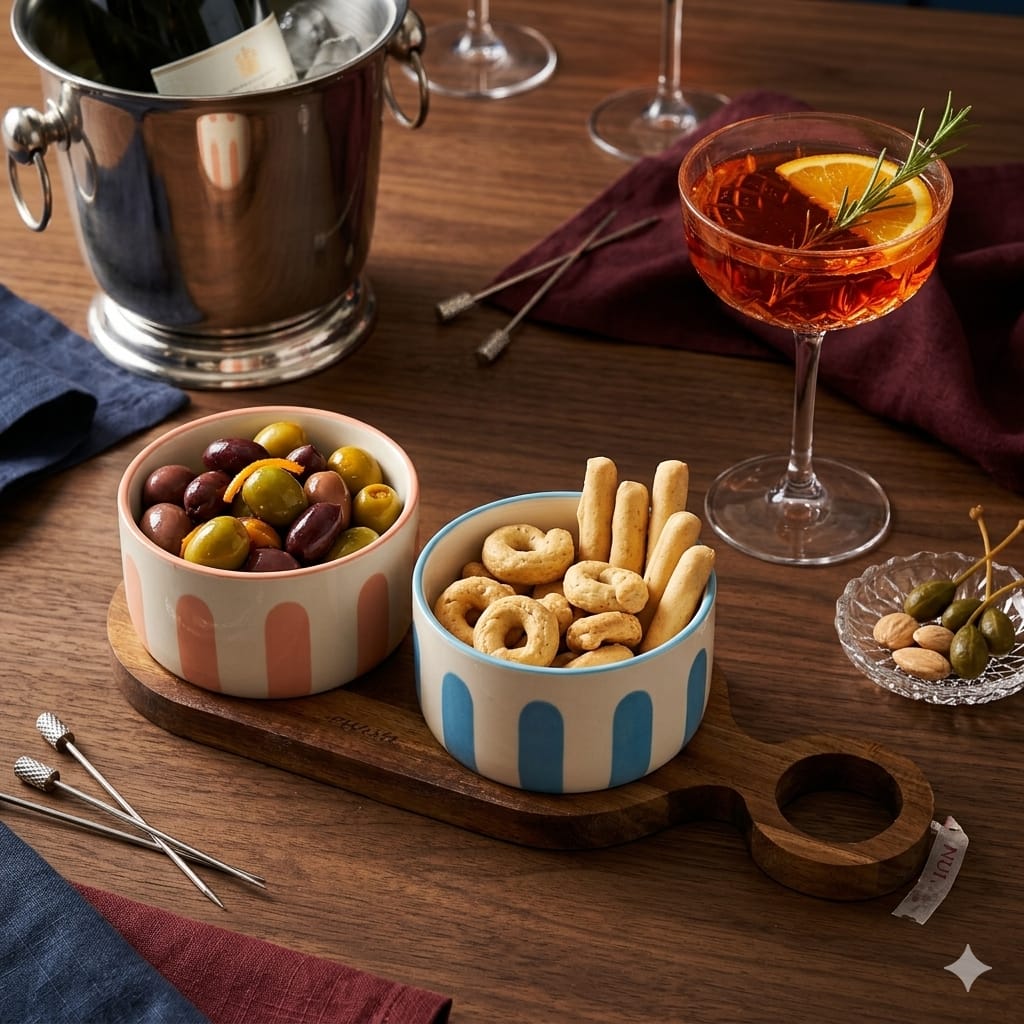 Set Aperitivo Stones 2 Ciotole + Vassoio Evviva 6286 - The King Luxury