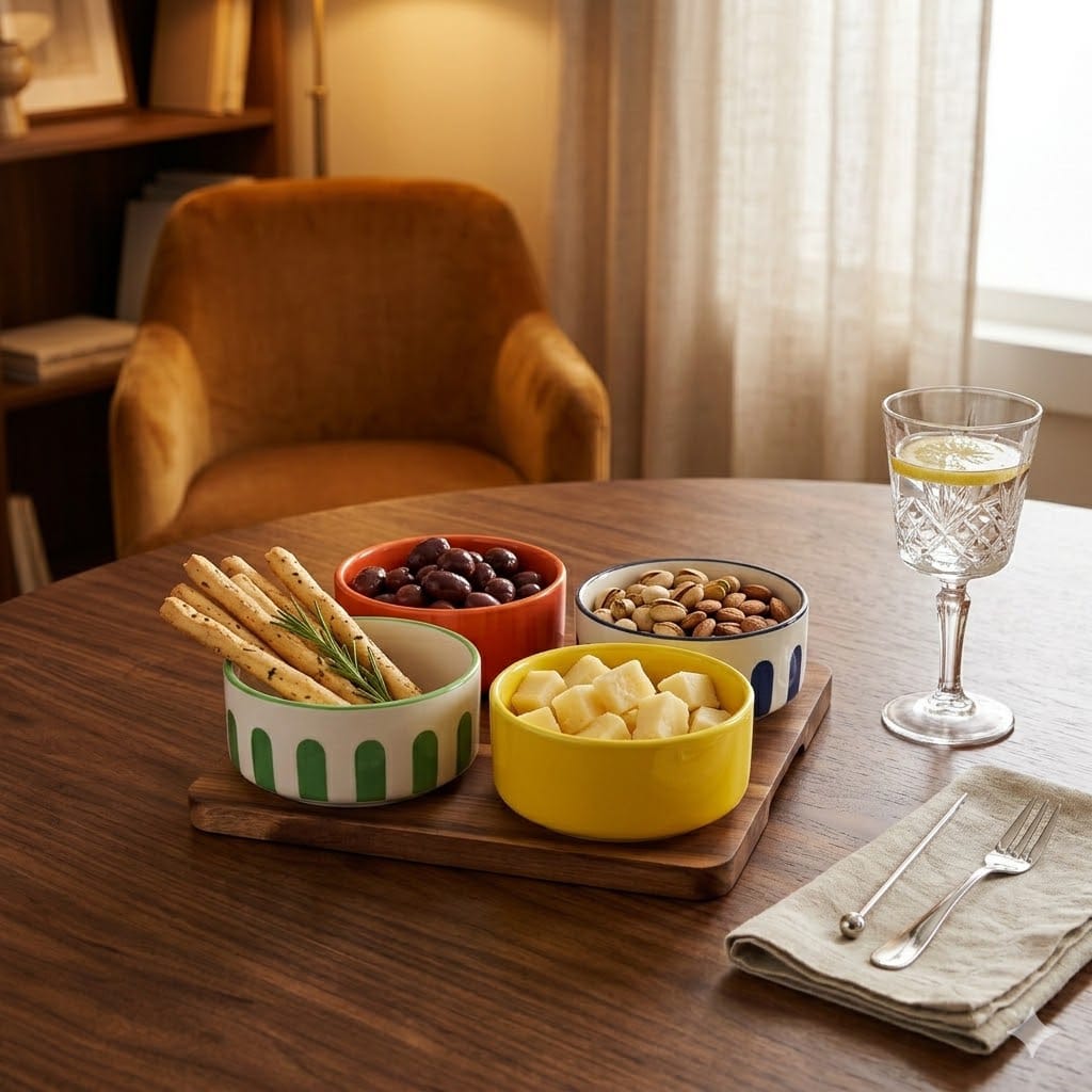 Set Aperitivo Stones 4 Ciotole + Vassoio Evviva 6288 - The King Luxury