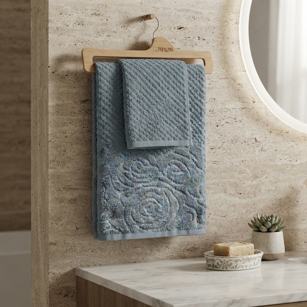 Set Asciugamani 1+1 Papalina Doria in Spugna Jacquard 100% Cotone - The King Luxury