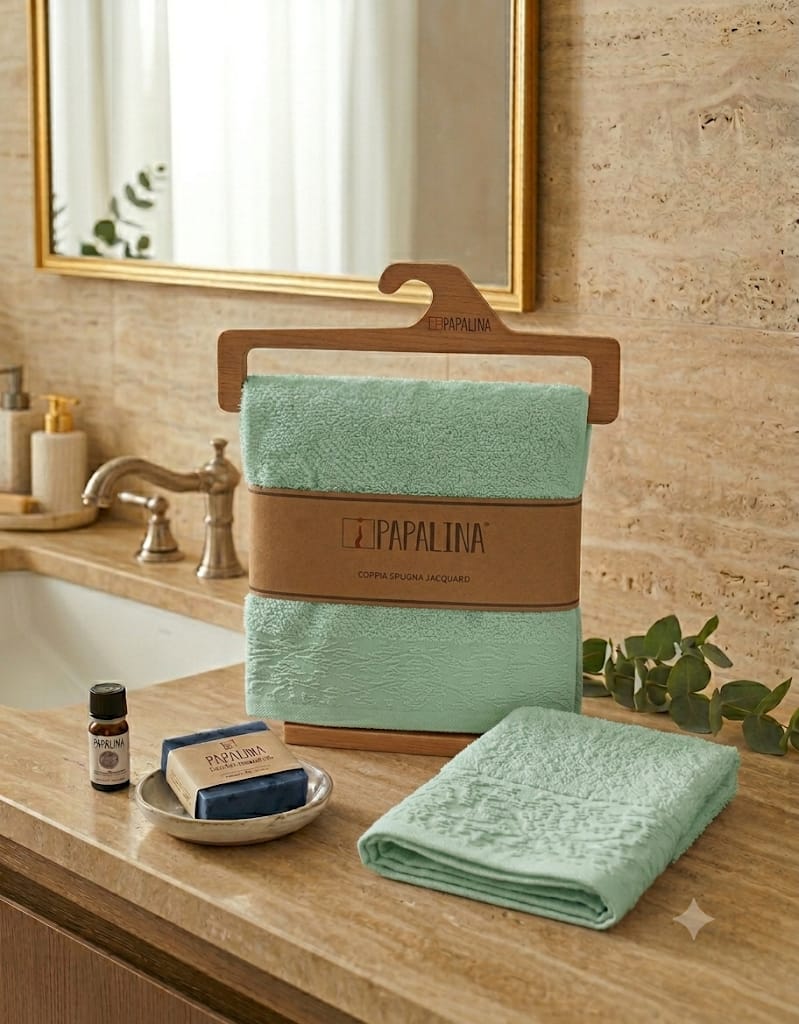 Set Asciugamani 1+1 Papalina Majorelle Spugna di Cotone - The King Luxury