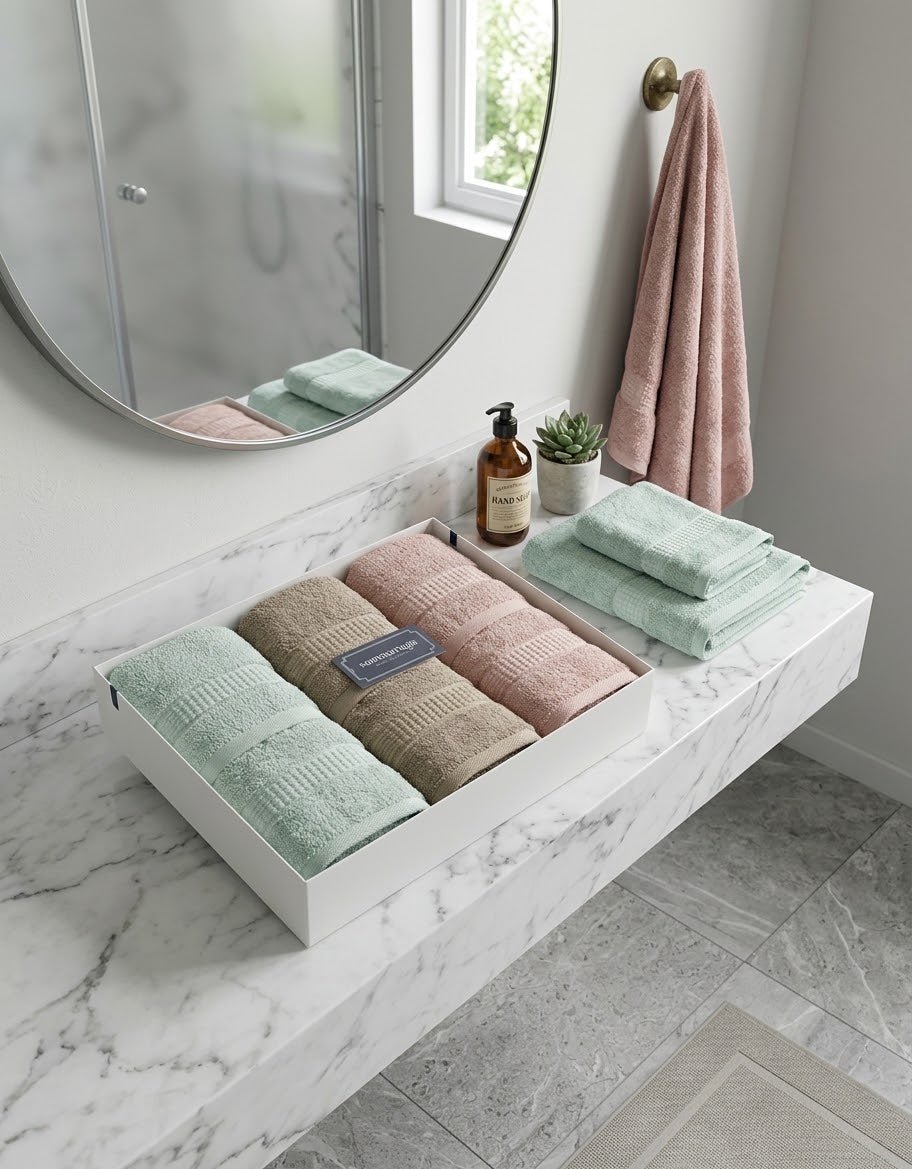 Set Asciugamani 3+3 Sommaruga BA10061D3 Spugna di Cotone - The King Luxury