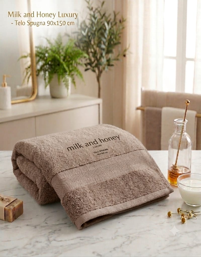 Telo Bagno Milk And Honey Tueste Spugna di Cotone - The King Luxury