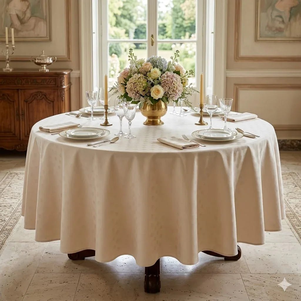 Tovaglia da Tavola Rotonda X8 Maestri Cotonieri Damina in Cotone Ø 180 cm - The King Luxury
