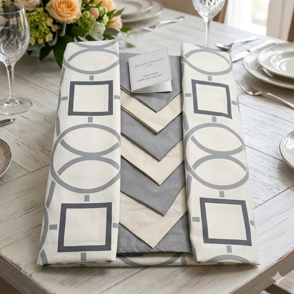 Tovaglia da Tavola X12 Maestri Cotonieri Zara con 12 Tovaglioli in Cotone - The King Luxury