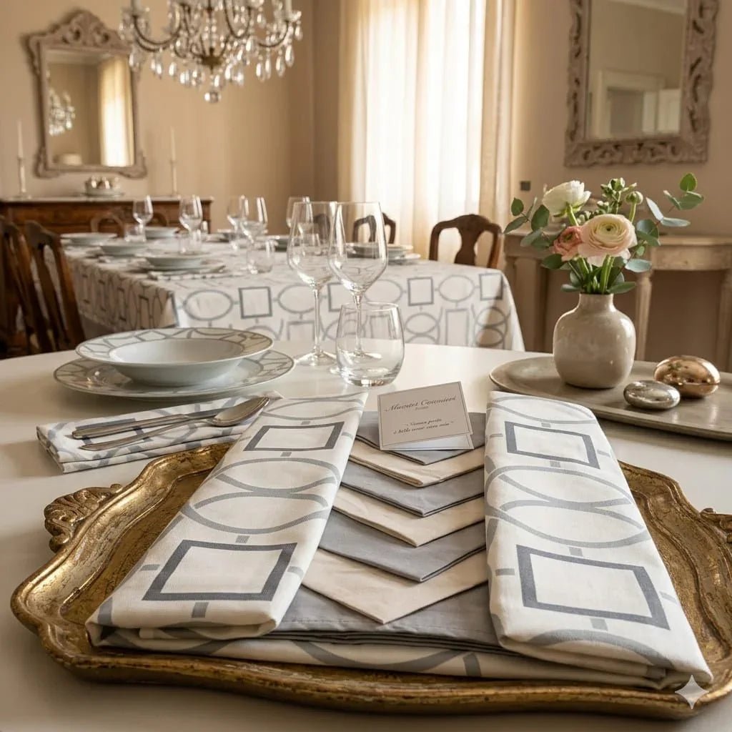 Tovaglia da Tavola X12 Maestri Cotonieri Zara con 12 Tovaglioli in Cotone - The King Luxury