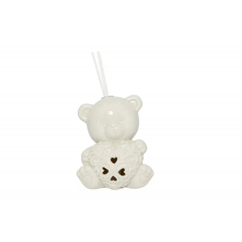 2 Pezzi Profumatore orsetto bianco Porcellana Nascita Bimbo Bimba - The King Luxury