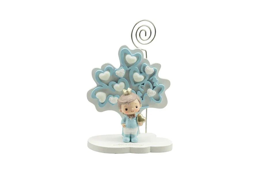 3 Pezzi Portafoto Albero della vita Nascita Bimbo cuori celeste piccolo con principe resina 3d con cuore oro - The King Luxury