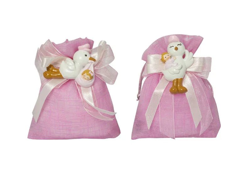 5 Pezzi Magnete cicogna con bimba Resina Nascita Bimba Harmony - The King Luxury