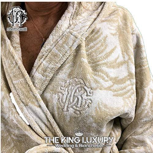 Accappatoio Tropicalia XXL Roberto Cavalli Ivory Cotone - The King Luxury