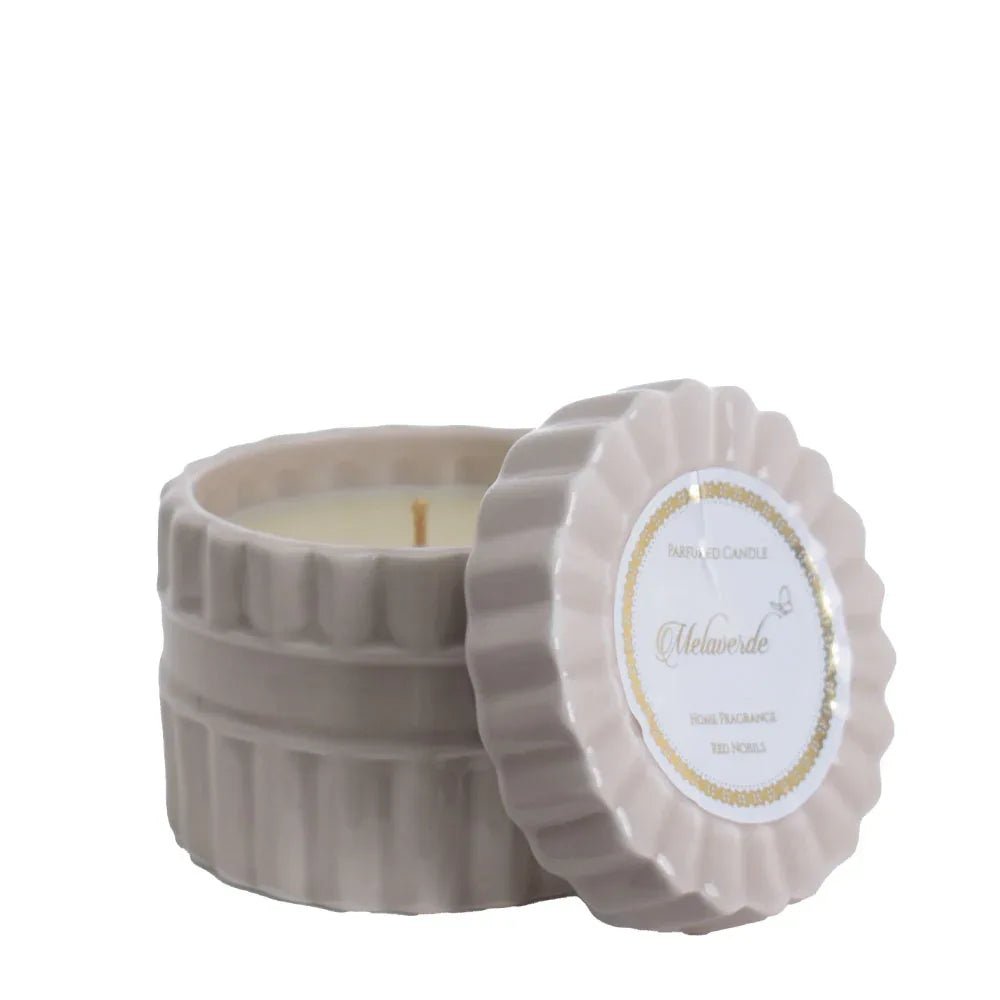Candela Tonda Cipria Melaverde Bomboniera Ceramica - The King Luxury