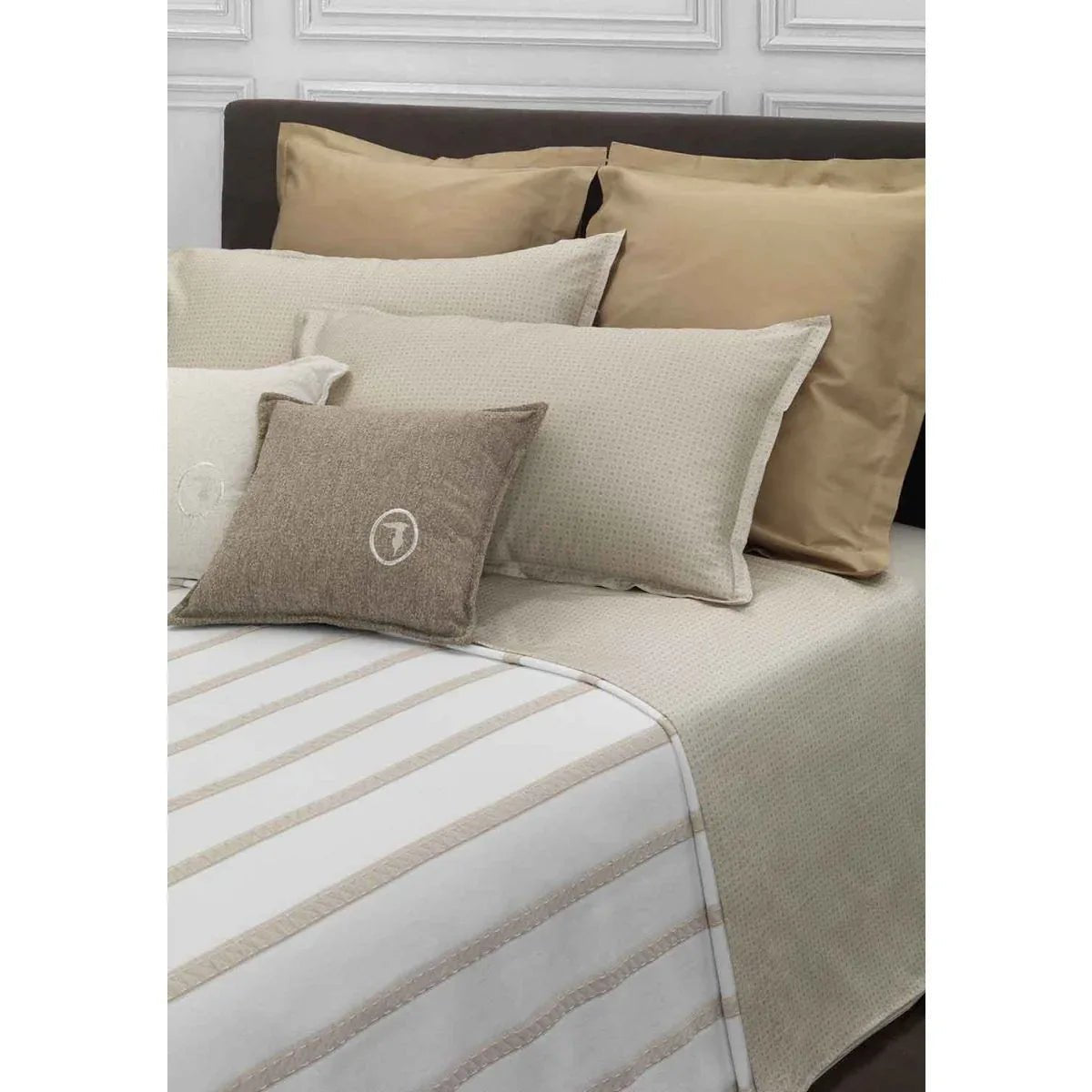 Completo Lenzuola Trussardi Micro Circles Raso Cotone Matrimoniale - The King Luxury