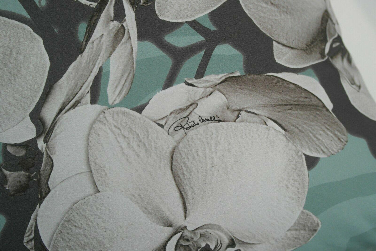 Cuscino Roberto Cavalli Divine Orchid Acqua 40x40 Raso Cotone - The King Luxury