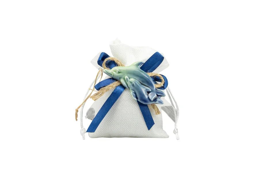 Sacchetto Matrimonio Harmony Magnete delfino e ippocampo blu - The King Luxury