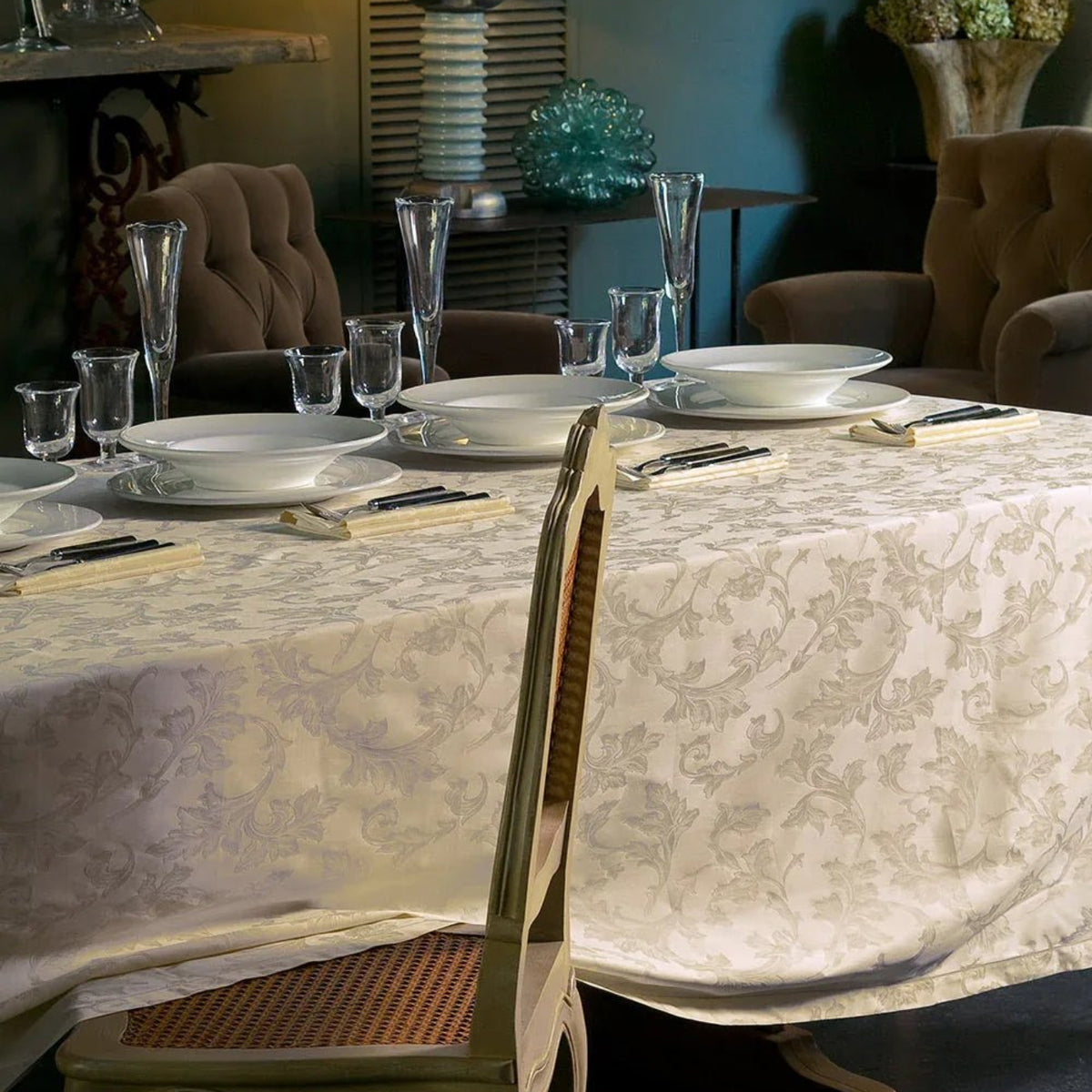 Tovaglia da Tavola Tessitura Randi Ofelia 180x360 cm x18 Jacquard - The King Luxury