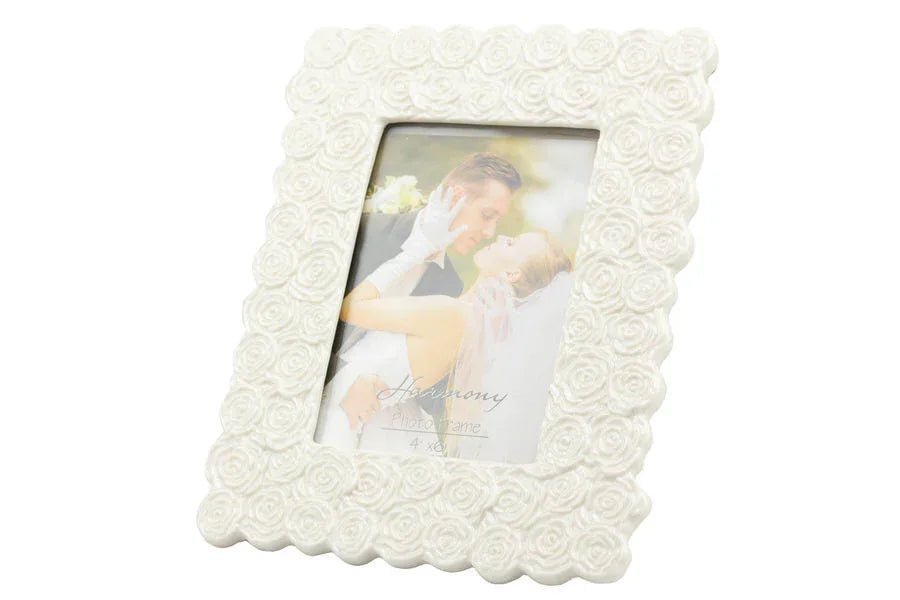 2 Pezzi Matrimonio Harmony Porta foto porcellana medio decoro rose Porcellana - The King Luxury