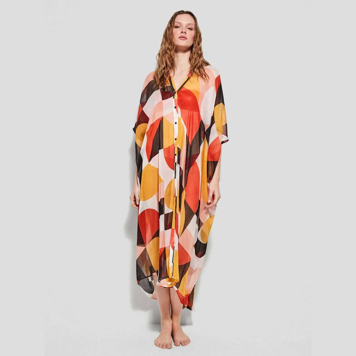 Caftano Lungo Gisela Estampado – Con Bottoni e Stampa Elegante - The King Luxury