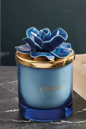 Candela Bomboniera Melaverde – Tappo Fiore Blu Matrimonio - The King Luxury