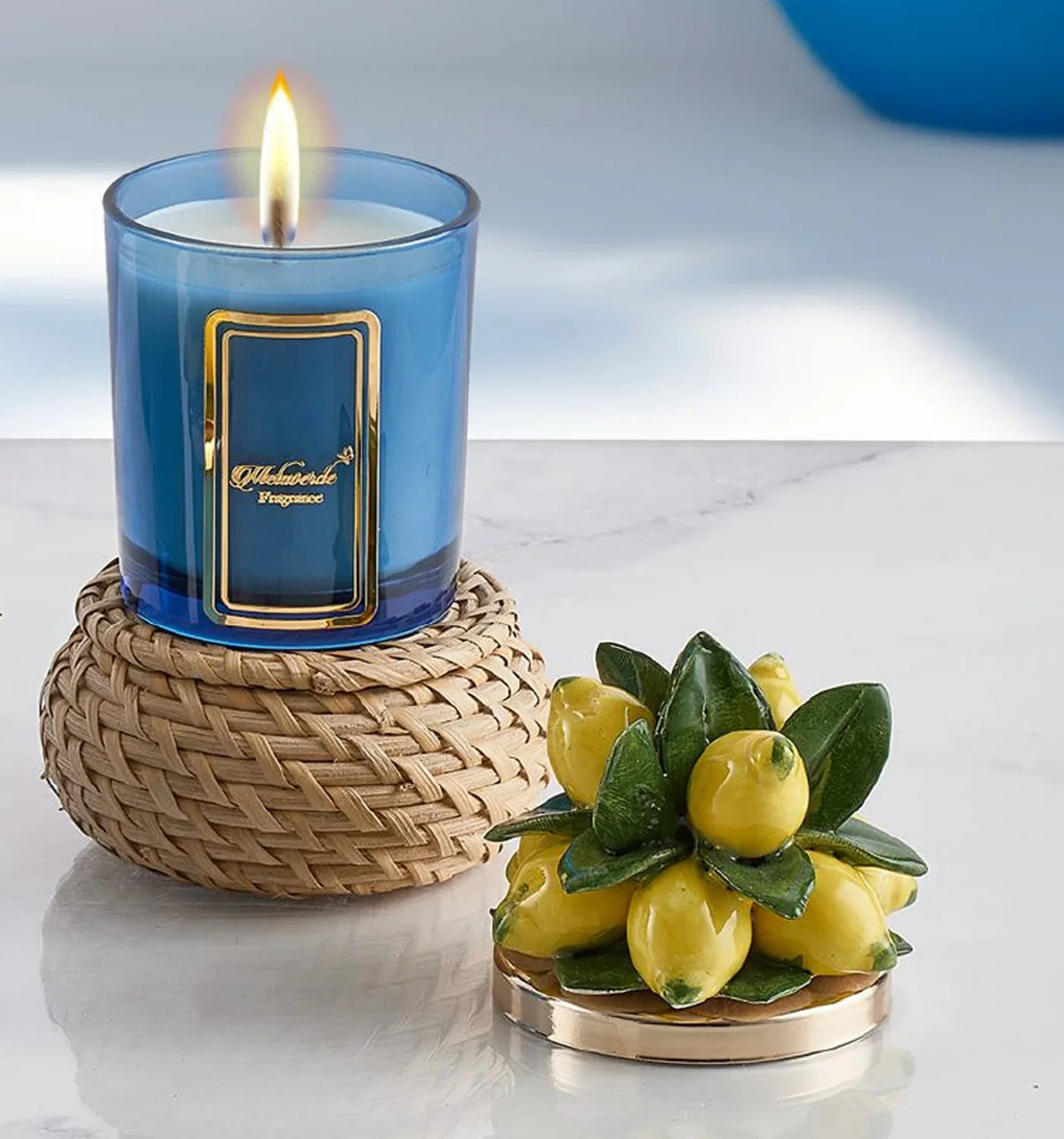 Candela Limoni Blu Melaverde – Bomboniera Porcellana 200g - The King Luxury