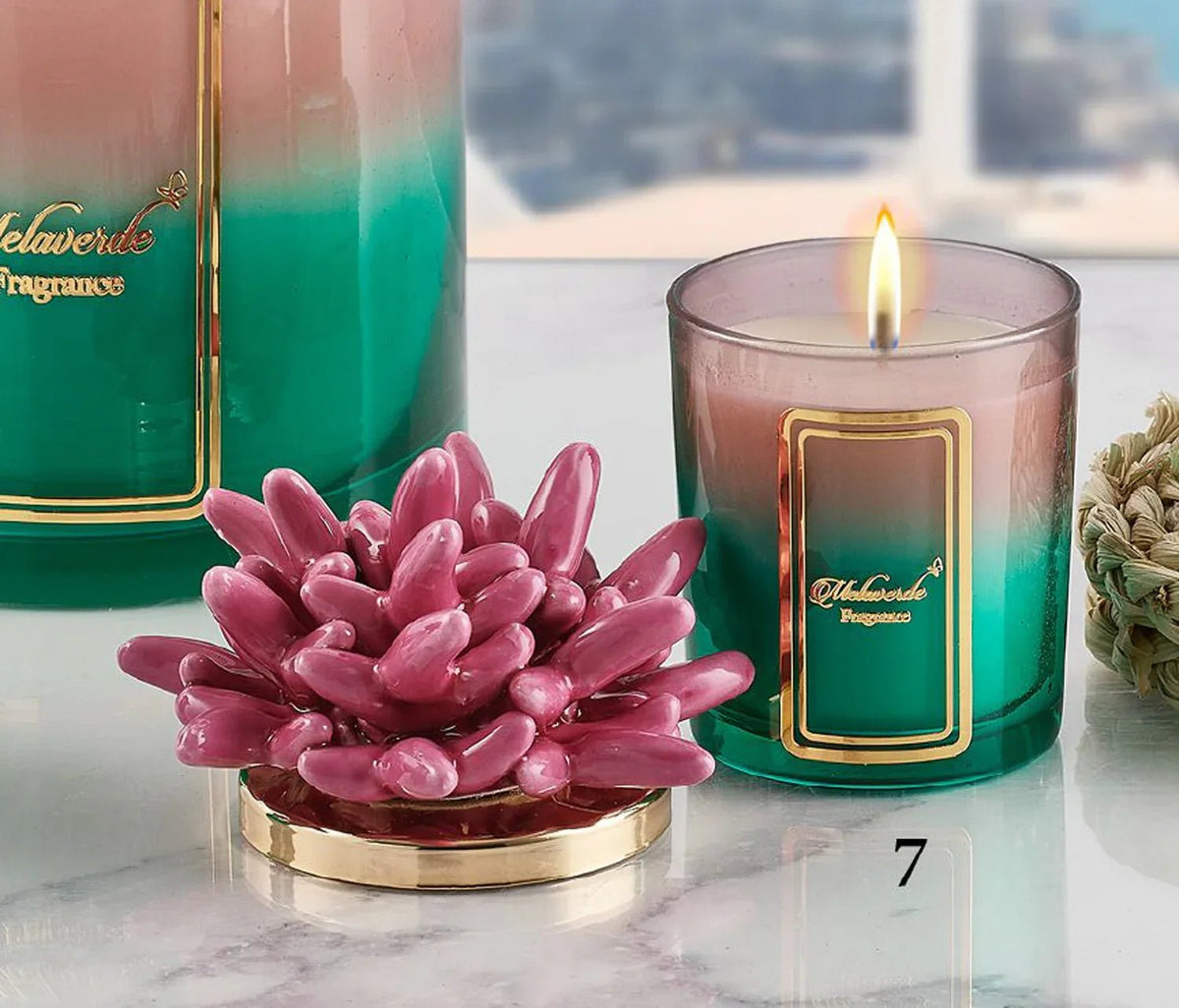 Candela Media Ceramica Melaverde Fucsia Bomboniera - The King Luxury