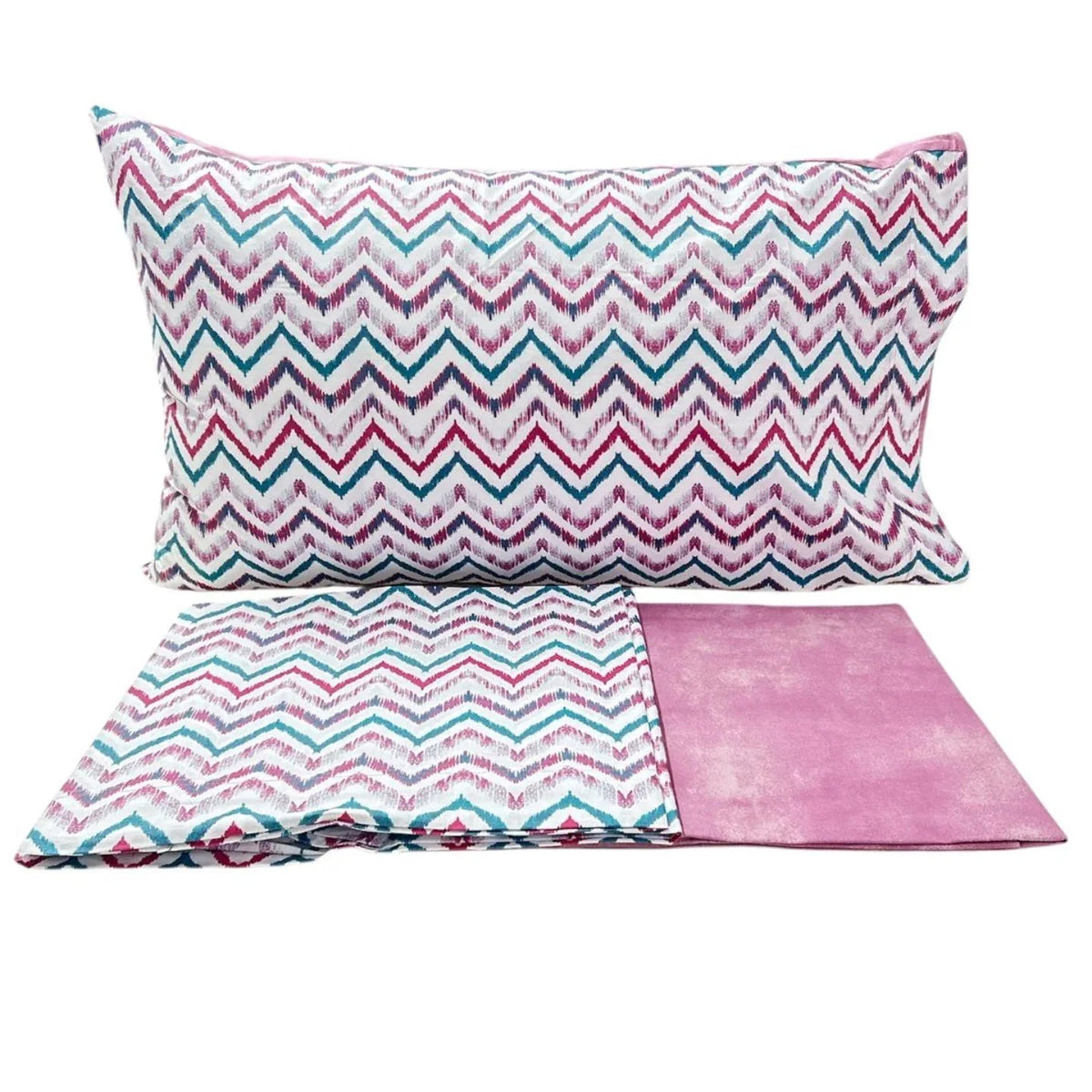 Completo Lenzuola Casa Giulia Chevron 1 Piazza e 1/2 Percalle di Cotone - The King Luxury