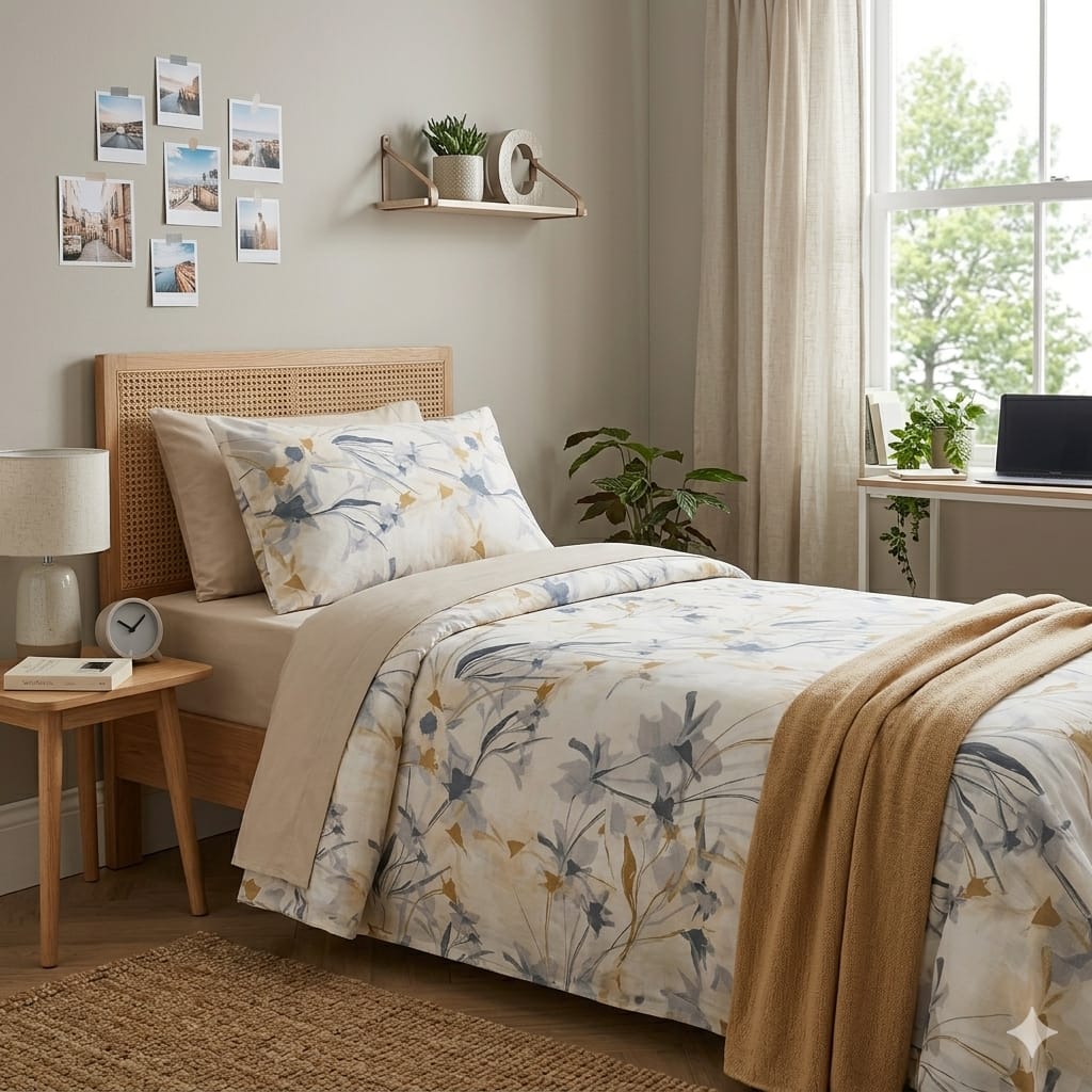 Completo Lenzuola Casa Giulia Flower 1 Piazza e 1/2 Percalle di Cotone - The King Luxury