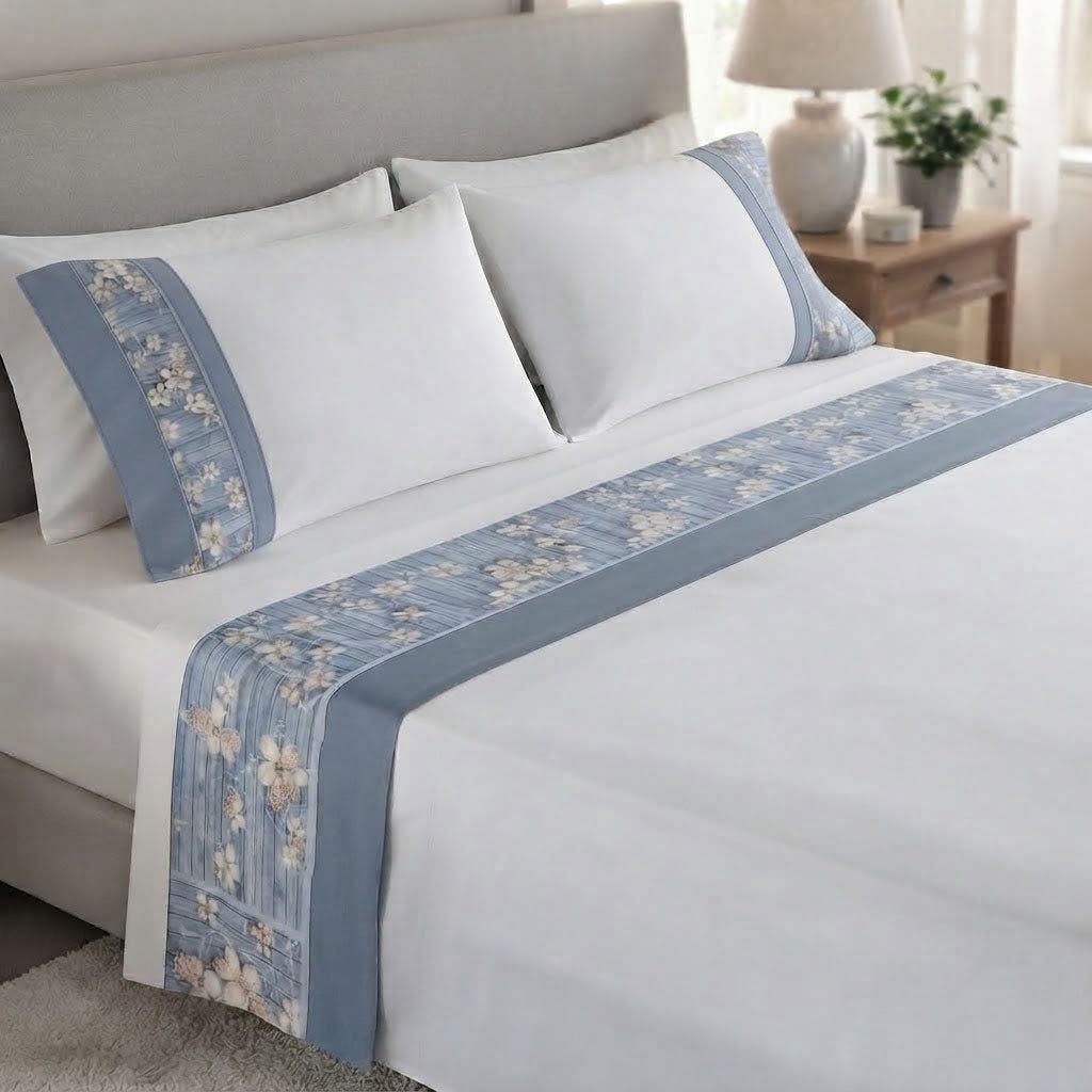 Completo Lenzuola Manifatture Vallepiano Taormina Matrimoniale Cotone - The King Luxury
