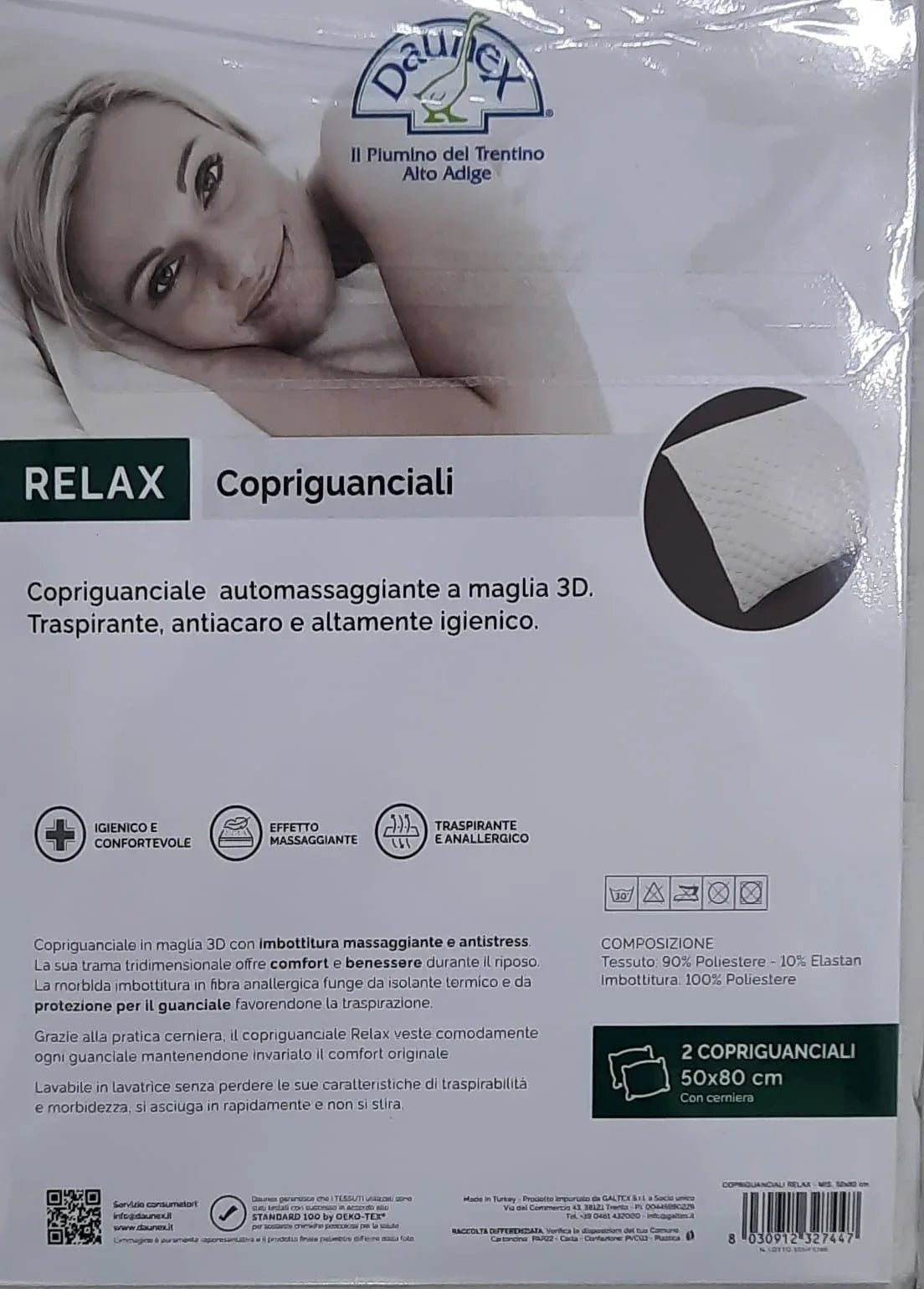 Coppia Copriguanciale Daunex Relax 50x80 cm - The King Luxury